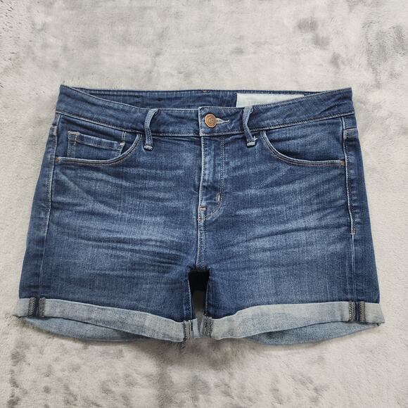 Treasure & Bond Shorts Womens 28 Blue Mid Rise Skinny Cuffed Denim Stretch - Picture 1 of 11